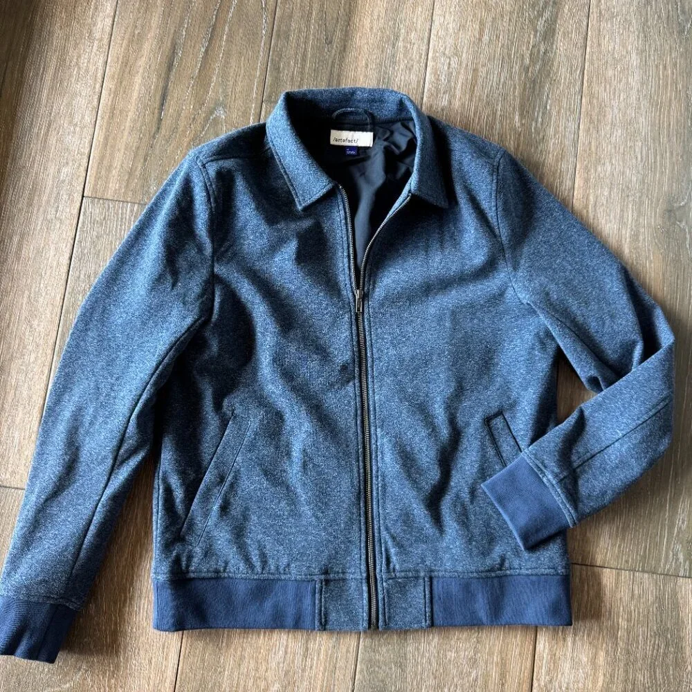 Artefact men's bomber jacket blue tweed lined size medium